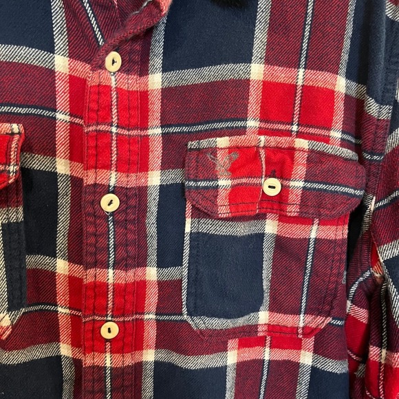 American Eagle Outfitters Mens XL/TG Red Blue Plaid Flannel Shirt Button Up - Picture 5 of 5